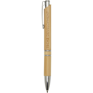 Logo trade promotional item photo of: Wicker bamboo ballpoint pen